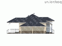 T-097-2P проект одноэтажного коттеджа из пеноблока с гаражом размером 13 на 16 - вид справа T-097-2P проект одноэтажного коттеджа из пеноблока с гаражом размером 13 на 16 - вид справа