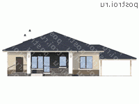 T-097-2P проект одноэтажного коттеджа из пеноблока с гаражом размером 13 на 16 - вид сзади T-097-2P проект одноэтажного коттеджа из пеноблока с гаражом размером 13 на 16 - вид сзади