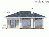 T-101-1P проект одноэтажного коттеджа из пенобетона размером 13 на 12 - вид сзади T-101-1P проект одноэтажного коттеджа из пенобетона размером 13 на 12 - вид сзади