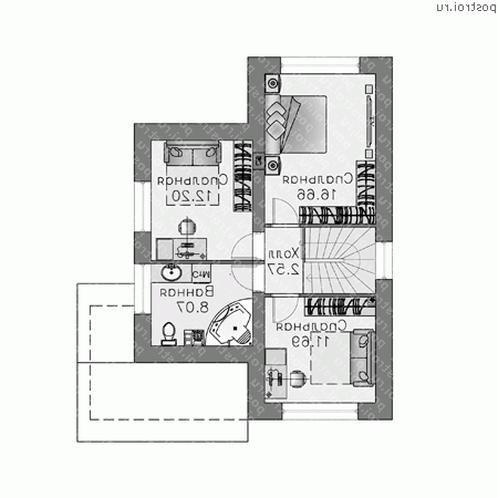 T-110-2P проект одноэтажного коттеджа из пенобетона с мансардой размером 11 на 8 - мансарда T-110-2P проект одноэтажного коттеджа из пенобетона с мансардой размером 11 на 8 - мансарда