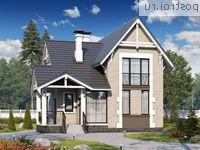 T-110-2P проект одноэтажного коттеджа из пенобетона с мансардой размером 11 на 8 