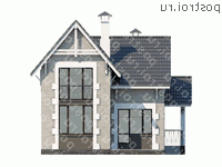 T-110-2P проект одноэтажного коттеджа из пенобетона с мансардой размером 11 на 8 - вид сзади T-110-2P проект одноэтажного коттеджа из пенобетона с мансардой размером 11 на 8 - вид сзади