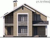 T-117-1K проект двухэтажного коттеджа из кирпича размером 11 на 8 - вид спереди
