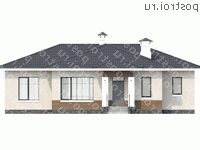 T-120-1P проект одноэтажного коттеджа из пенобетона размером 14 на 15  - вид спереди