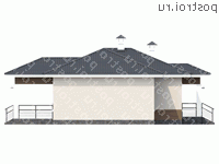 T-120-1P проект одноэтажного коттеджа из пенобетона размером 14 на 15  - вид справа