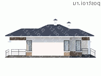T-120-2P проект одноэтажного коттеджа из газобетона размером 14 на 15 - вид справа T-120-2P проект одноэтажного коттеджа из газобетона размером 14 на 15 - вид справа