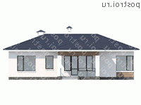 T-120-2P проект одноэтажного коттеджа из газобетона размером 14 на 15 - вид сзади T-120-2P проект одноэтажного коттеджа из газобетона размером 14 на 15 - вид сзади