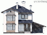 T-123-2P проект двухэтажного дома из газобетона с гаражом размером 10 на 12 - вид спереди