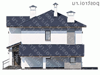 T-123-2P проект двухэтажного дома из газобетона с гаражом размером 10 на 12 - вид слева