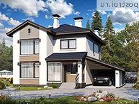 T-123-2P проект двухэтажного дома из газобетона с гаражом размером 10 на 12