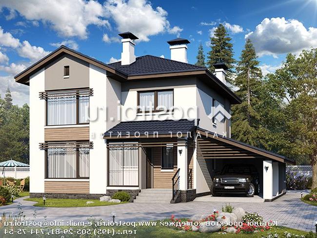 T-123-2P проект двухэтажного дома из газобетона с гаражом размером 10 на 12