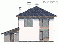 T-123-2P проект двухэтажного дома из газобетона с гаражом размером 10 на 12 - вид сзади