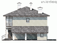 T-126-3P проект двухэтажного дома из газобетона с гаражом размером 10 на 12  - вид слева