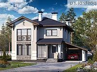 T-127-1P проект двухэтажного коттеджа из газобетона с гаражом размером 10 на 12 
