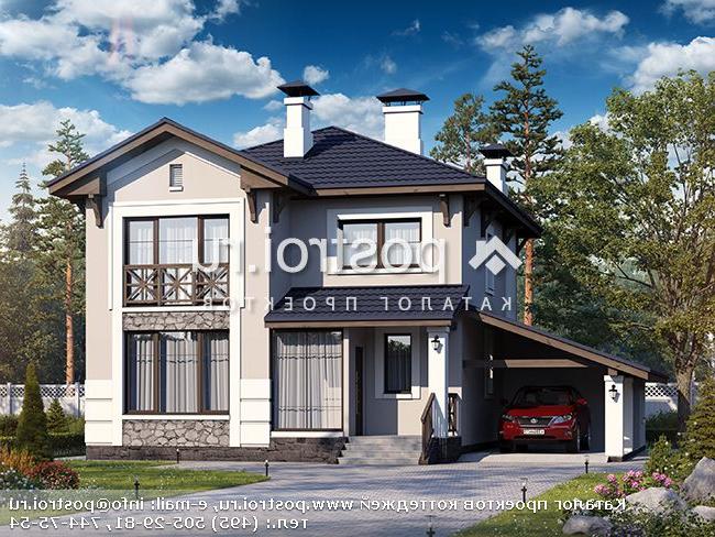 T-127-1P проект двухэтажного коттеджа из газобетона с гаражом размером 10 на 12 