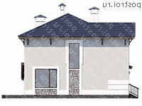 T-127-1P проект двухэтажного коттеджа из газобетона с гаражом размером 10 на 12  - вид справа