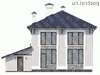 T-127-1P проект двухэтажного коттеджа из газобетона с гаражом размером 10 на 12  - вид сзади