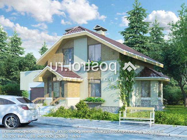 T-152-1P проект двухэтажного коттеджа из пеноблоков с гаражом размером 13 на 12 