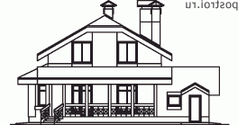 T-152-1P проект двухэтажного коттеджа из пеноблоков с гаражом размером 13 на 12  - вид сзади