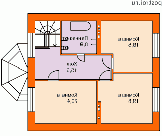 T-167-1K проект двухэтажного дома из кирпича размером 12 на 9  - 2-й этаж
