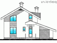 T-170-1P проект одноэтажного дома из пеноблоков с мансардой и гаражом размером 10 на 12  - вид спереди