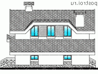 T-170-1P проект одноэтажного дома из пеноблоков с мансардой и гаражом размером 10 на 12  - вид слева