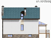 T-192-2P проект двухэтажного коттеджа из пенобетона с цоколем размером 14 на 9 - вид слева T-192-2P проект двухэтажного коттеджа из пенобетона с цоколем размером 14 на 9 - вид слева