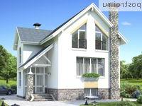 T-192-2P проект двухэтажного коттеджа из пенобетона с цоколем размером 14 на 9 