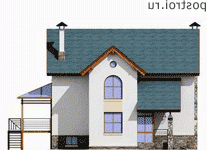 T-192-2P проект двухэтажного коттеджа из пенобетона с цоколем размером 14 на 9 - вид справа T-192-2P проект двухэтажного коттеджа из пенобетона с цоколем размером 14 на 9 - вид справа