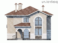 T-193-1P проект двухэтажного коттеджа из пенобетона размером 14 на 11 - вид спереди