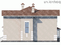 T-193-1P проект двухэтажного коттеджа из пенобетона размером 14 на 11 - вид слева