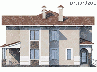 T-193-1P проект двухэтажного коттеджа из пенобетона размером 14 на 11 - вид справа