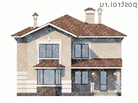 T-193-1P проект двухэтажного коттеджа из пенобетона размером 14 на 11 - вид сзади