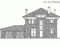 T-194-1P проект двухэтажного коттеджа из пенобетона с гаражом размером 10 на 17 - вид спереди T-194-1P проект двухэтажного коттеджа из пенобетона с гаражом размером 10 на 17 - вид спереди