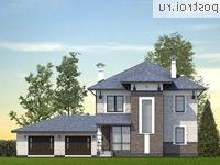 T-194-1P проект двухэтажного коттеджа из пенобетона с гаражом размером 10 на 17 