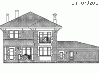 T-194-1P проект двухэтажного коттеджа из пенобетона с гаражом размером 10 на 17 - вид сзади T-194-1P проект двухэтажного коттеджа из пенобетона с гаражом размером 10 на 17 - вид сзади