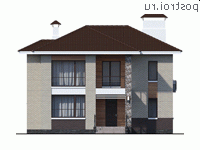 T-201-1K проект двухэтажного дома из кирпича размером 11 на 14 - вид спереди T-201-1K проект двухэтажного дома из кирпича размером 11 на 14 - вид спереди