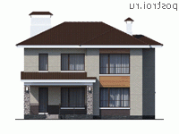 T-201-1K проект двухэтажного дома из кирпича размером 11 на 14 - вид сзади T-201-1K проект двухэтажного дома из кирпича размером 11 на 14 - вид сзади