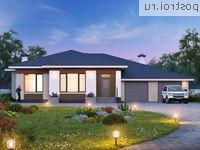 T-214-1P проект одноэтажного дома из пенобетона с гаражом размером 17 на 19 