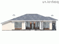 T-214-1P проект одноэтажного дома из пенобетона с гаражом размером 17 на 19  - вид сзади