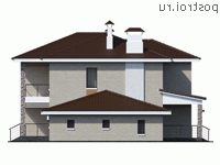 T-232-1K проект двухэтажного дома из кирпича с гаражом размером 16 на 14 - вид слева T-232-1K проект двухэтажного дома из кирпича с гаражом размером 16 на 14 - вид слева