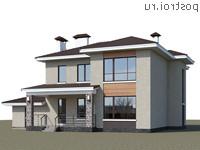 T-232-1K проект двухэтажного дома из кирпича с гаражом размером 16 на 14