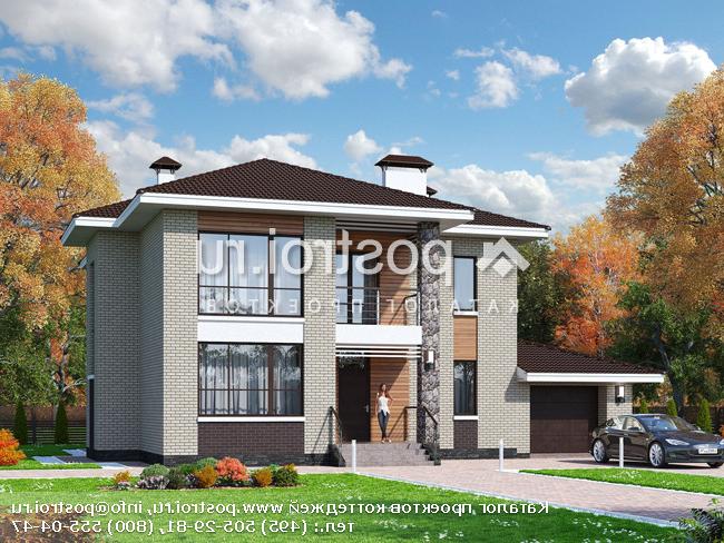 T-232-1K проект двухэтажного дома из кирпича с гаражом размером 16 на 14 T-232-1K проект двухэтажного дома из кирпича с гаражом размером 16 на 14