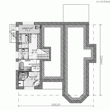T-232-1P проект одноэтажного дома из газобетона с цоколем размером 14 на 15 - цоколь T-232-1P проект одноэтажного дома из газобетона с цоколем размером 14 на 15 - цоколь