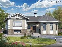 T-232-1P проект одноэтажного дома из газобетона с цоколем размером 14 на 15