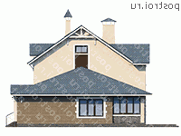 T-274-1P проект двухэтажного дома из пеноблоков с мансардой размером 13 на 14  - вид слева