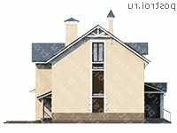 T-274-1P проект двухэтажного дома из пеноблоков с мансардой размером 13 на 14  - вид справа