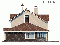 T-274-2P проект двухэтажного дома из пеноблоков с мансардой и гаражом размером 13 на 18  - вид слева