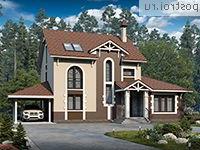 T-274-2P проект двухэтажного дома из пеноблоков с мансардой и гаражом размером 13 на 18 