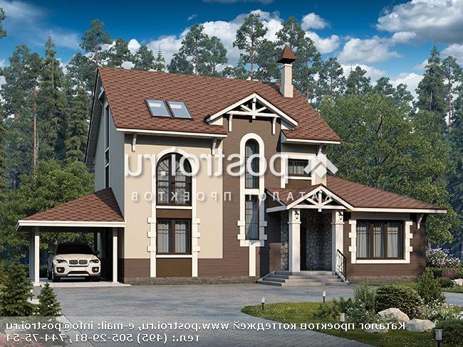 T-274-2P проект двухэтажного дома из пеноблоков с мансардой и гаражом размером 13 на 18 